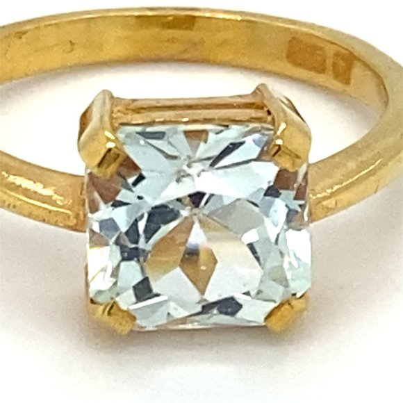 Aquamarine 3.01ct Solid 22K Yellow Gold Ring - Picture 7 of 7